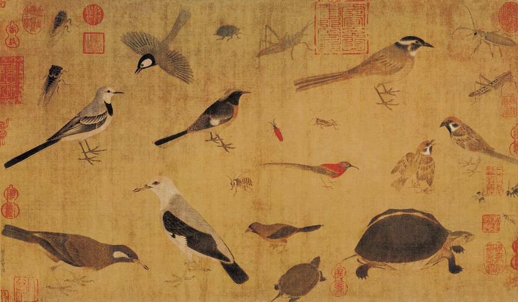 Chinese painting of birds to illustrate bird feed article.