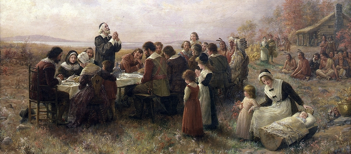 Jennie Augusta Brownscombe's 1914 portrait, The First Thanksgiving at Plymouth, now on display at Pilgrim Hall Museum in Plymouth, Massachusetts